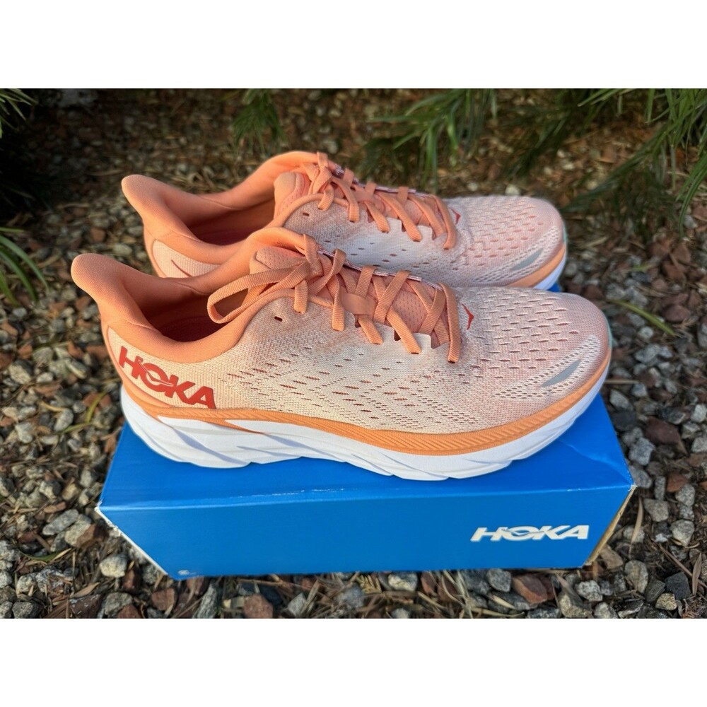 HOKA Women's Pink/Orange Running Sneakers Lace Up Mesh Upper Size 10B